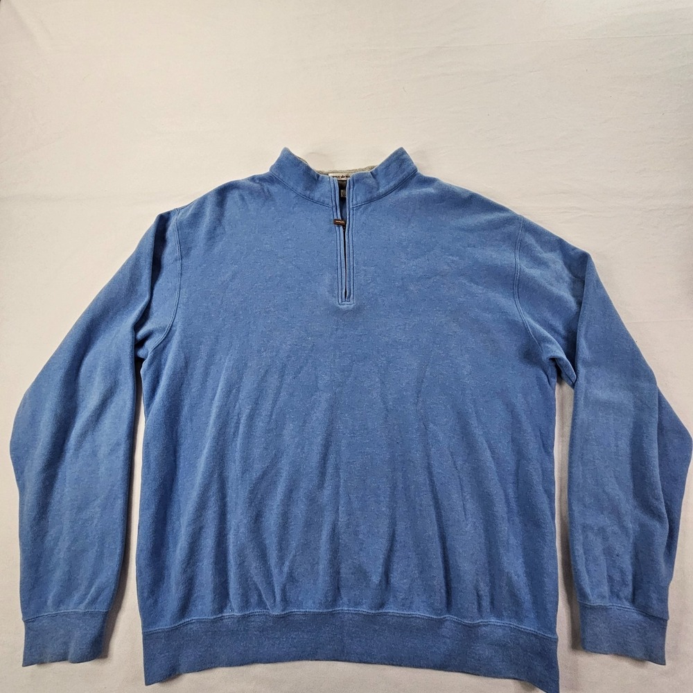 Peter Millar Blue Long Sleeve 1/4 Zip Pullover Sweater Men's 2XL
